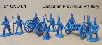 Canadian Provincial Artillery (Stovepipe Shako)--1 officer and 8 gunners, plus two 9-pdr field guns on trail-block carriages (Blue) #0