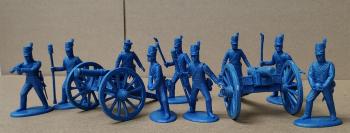 Royal Horse Artillery with 9-pdr Field Guns--1 officer and 8 gunners, plus two 9-pdr field guns on trail-block carriages (Blue) #0
