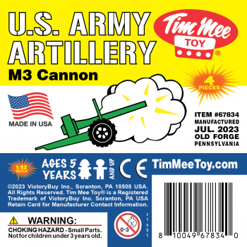 TimMee M3 ARTILLERY - Green 4pc Plastic Army Men Cannon Playset - Made in USA #0