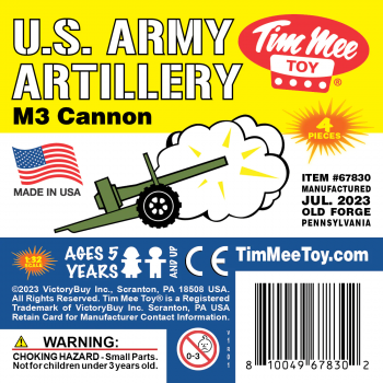 TimMee M3 ARTILLERY - OD Green 4pc Plastic Army Men Cannon Playset - Made in USA #0