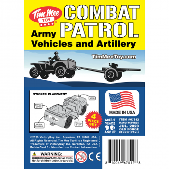 TimMee COMBAT PATROL Willys & Artillery - Gray 4pc Playset USA Made #0