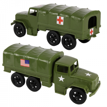 TimMee Plastic Army Men TRUCKS - OD Green M34 Deuce and a Half Cargo Vehicles US Made #0
