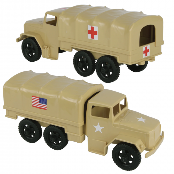 TimMee Plastic Army Men TRUCKS - Tan M34 Deuce and a Half Cargo Vehicles US Made #0