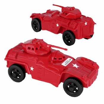 TimMee RECON PATROL Armored Cars - Red Plastic Army Men Scout Vehicles #0