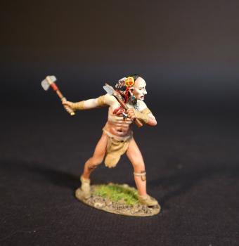 Beothuk Warrior advancing with two stone axes, Skraelings, The Conquest of America--single figure #0