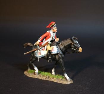 Trooper with Sword Down to the Right, The 17th Light Dragoons, The British Army, The Battle of Cowpens, January 17, 1781, The American War of Independence, 1775–1783--single mounted figure #0
