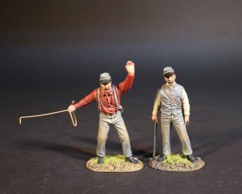 Two Artillery Crewmen, Confederate Artillery, The American Civil War, 1861-1865--two standing figures (waving lanyardman, man with lever) #0