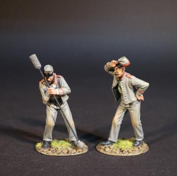 Two Artillery Crewmen, Confederate Artillery, The American Civil War, 1861-1865--two standing figures (swabber/rammer covering ear, wiping away sweat) #0
