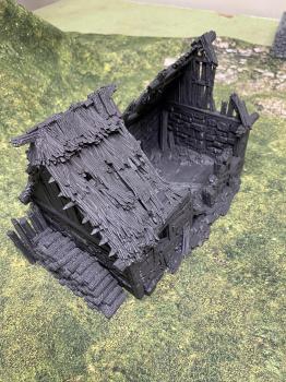 3D Print - 54mm Ruined Norman Barn (Full size,9" Long, 5" Wide, 6 7/8" high)--AWAITING RESTOCK. #0
