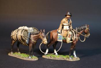 Teamster with Whisky Mule, The Rendezvous, The Mountain Men, The Fur Trade--single mounted figure leading mule with whisky barrels #0