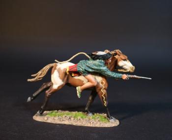 Sioux Warrior with leaning flat on horse firing forward with carbine, The Battle Where the Girl Saved Her Brother, 17th June 1876, The Black Hill Wars, 1876-1877, Thunder on the Plains--single mounted figure #0