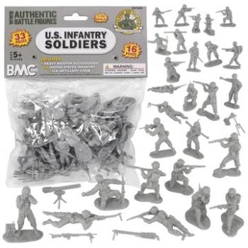 BMC CTS WWII U.S. Infantry Plastic Army Men--33pc Gray 1:32 scale Soldier Figures #0