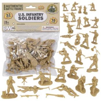 BMC CTS WWII U.S. Infantry Plastic Army Men--33pc Tan 1:32 scale Soldier Figures #0
