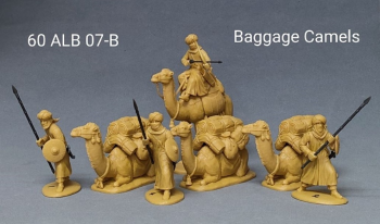 Baggage Camels--four model soldier figures, one detachable baggage item, and four camel models #0