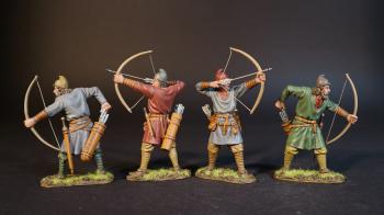 Four Saxon Archers (2 ready to loose, 2 leaning reaching for arrow), Angla Saxon/Danes, The Age of Arthur--four figures #0