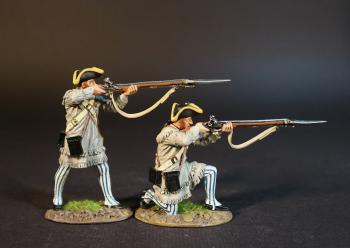 The Delaware Company (standing firing (pale grey), kneeling firing (buff)), American Continental Line Infantry, The Battle of Cowpens, January 17, 1781, The American War of Independence, 1775–1783--two figures #0