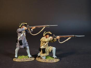 The Delaware Company (standing firing (blue), kneeling firing (tan)), American Continental Line Infantry, The Battle of Cowpens, January 17, 1781, The American War of Independence, 1775–1783--two figures #0