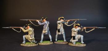 The Delaware Company (2 standing firing, 2 kneeling firing), American Continental Line Infantry, The Battle of Cowpens, January 17, 1781, The American War of Independence, 1775–1783--four figures #0