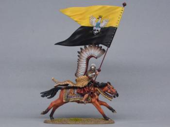 Polish Winged Hussar Charging Flagbearer--single mounted figure with standard #0