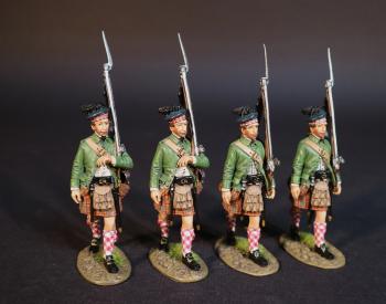 Four Highlanders Marching, Simcoe's Rangers, The Queen's Rangers (1st American Regiment) 1778-1783, British Army, The American War of Independence, 1778-1783--four figures #0