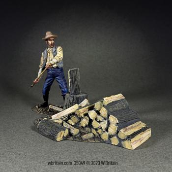 “I Don’t Mind Chopping Wood”, Virgil Caine with Axe, 1855-65--single figure and stack of firewood #0