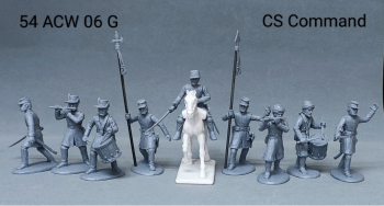 ACW C.S. Command--9 figure plus 1 horse figure (grey plastic) #0