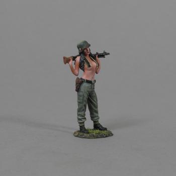 "Fraulein Lilly"--single female figure with MG34 laid across shoulders (black hair)--FIVE IN STOCK. #0