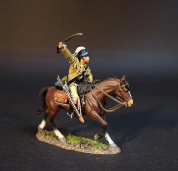 Continental Dragoon (yellow tunic), Third Continental Dragoons, American Continental and Militia Dragoons, The Battle of Cowpens, January 17th, 1781, The American War of Independence, 1775–1783--single mounted figure with sword outstretched above head #0