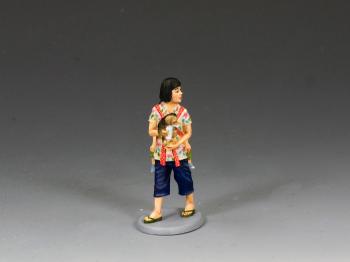 Young Girl with Baby Brother and Puppy--two figures and puppy on single base #0