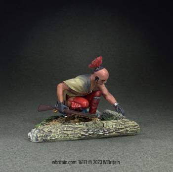 "Fresh Tracks", Native Warrior Checking Trail--single crouching figure with musket #0