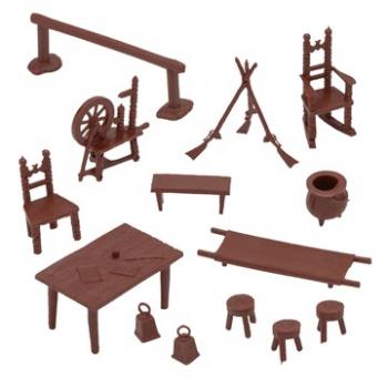 BMC Classic Marx Colonial Furniture--14 piece Plastic Playset Accessories Parts Pack #0