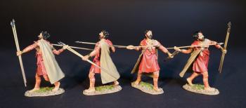 Four Garamantian Light Infantry, The Carthaginians, The Battle of Zama, 202 BCE, Armies and Enemies of Ancient Rome--four figures readying to throw javelins #0