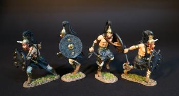 Four Myrmidon Warriors (running with axe & shield), The Myrmidons, The Greeks, The Trojan War--four figures #0