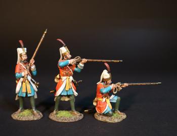 Three Janissaries in Red uniforms (standing readying, standing firing, kneeling firing), Janissaries, The Ottoman Empire, The Great Siege of Malta, 1565, The Crusades--three figures #0