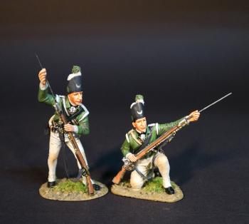 Two Light Infantry Skirmishing (standing ramming, kneeling ramming), Simcoe's Rangers, The Queen's Rangers (1st American Regiment) 1778-1783, British Army, The American War of Independence, 1778-1783--two figures #0