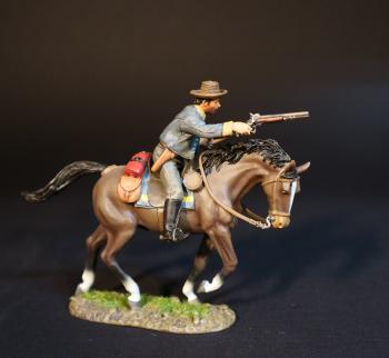 Trooper, 1st Cherokee Mounted Rifles, The Confederate Army, The American Civil War, 1861-1865--single mounted figure firing pistol forward #0