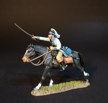 Continental Dragoon (white tunic), American Continental and Militia Dragoons, The Battle of Cowpens, January 17th, 1781, The American War of Independence, 1775–1783--single mounted figure with sword outstretched forward #0