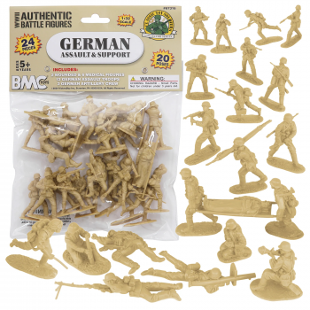 BMC CTS WW2 German Assault & Medics Plastic Army Men - 24pc Tan Soldier Figures #0