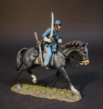 Cavalry Corpsman Charging on Black Horse (upright saber), 2nd U.S. Cavalry Regiment, The Army of the Potomac, The Battle of Brandy Station, June 9th, 1863, The American Civil War, 1861-1865--single mounted figure #0