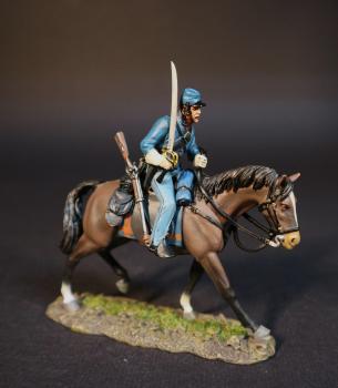 Cavalry Corpsman Charging on Dark Brown Horse (upright saber), 2nd U.S. Cavalry Regiment, The Army of the Potomac, The Battle of Brandy Station, June 9th, 1863, The American Civil War, 1861-1865--single mounted figure #0