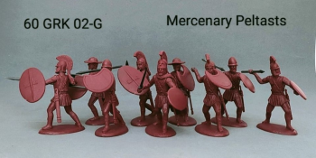 Mercenary Peltasts (Javeliners)--nine unpainted plastic figures (1 officer and 8 javelin-throwers) #0