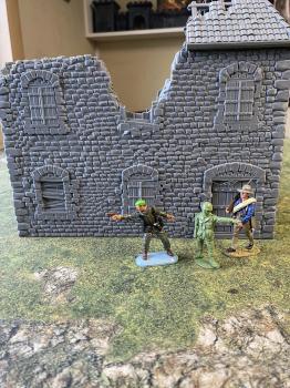 3D Print - 54mm French Farmhouse in Ruins - Brick - 10 7/8" Long, 11" High and 7 1/4" Deep - ONE IN STOCK! #0