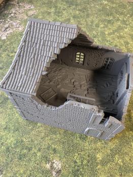 3D Print - 28mm French House in Ruins - Brick - 6" Long, 6" High and 4" Deep - ONE IN STOCK! #0