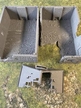 3D Print - 28mm French Farmhouse in Ruins - Brick - 6" Long, 6" High and 4" Deep - ONE IN STOCK! #0