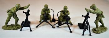 "Fire Support"--WWII U.S. GI's (European Theatre)--16 figures in 8 Poses, 2 MG, 2 Mortars, OD Green--AWAITING RESTOCK. #0