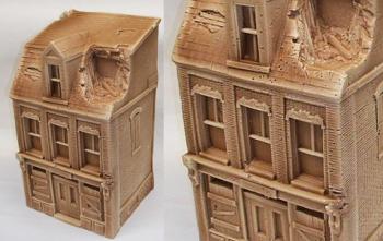 Three-Story Damaged Building with Sniper Position--7.5 x 6.5 x 14.0--AWAITING RESTOCK. #0
