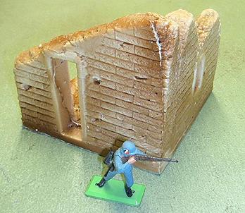 Destroyed Stone Corner Building--5 x 5 Inches--AWAITING RESTOCK. #0