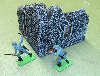 Destroyed Stone Corner Building--5 x 5 In. (painted)--AWAITING RESTOCK. #0