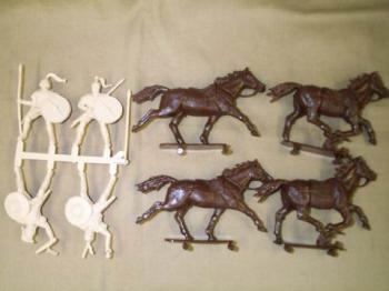 Roman Cavalry (Tan)--four mounted figures in four poses--color varies--AWAITING RESTOCK. #0