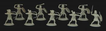 Greek Psiloi Archers & Slingers (White)--nine unpainted plastic figures #0